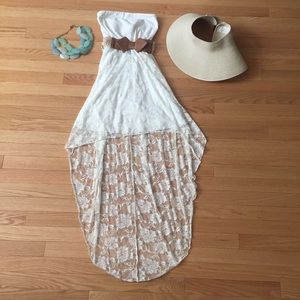 White lace high low dress